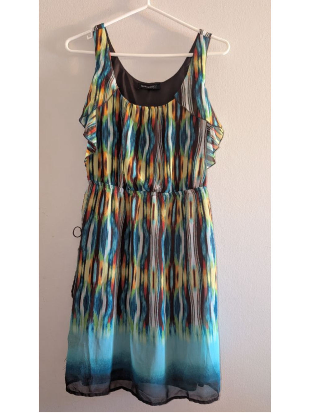 LEVEL EIGHT Multicolor Blue Ikat Print Sleeveless Dress Small - Picture 2 of 5